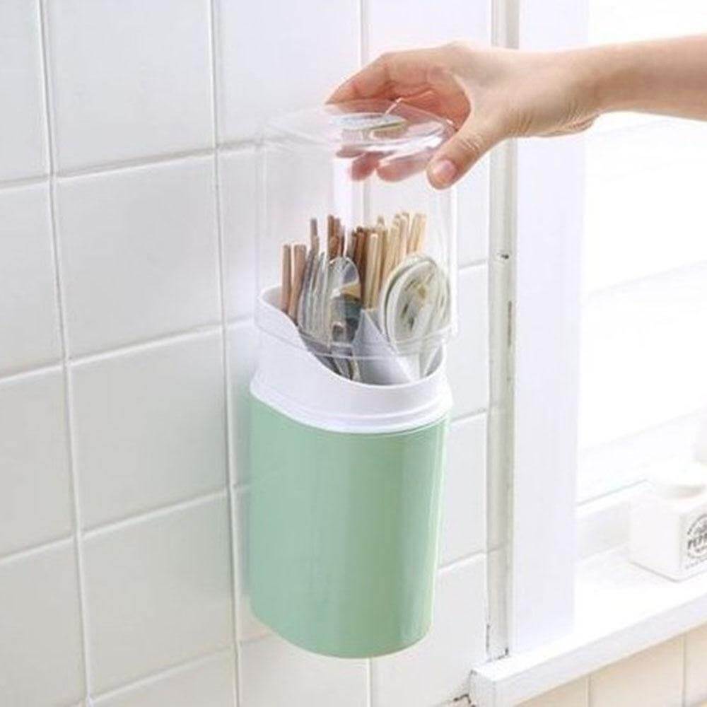 Wall Mounted Hanging Cutlery Drain Box with Lid - MaviGadget