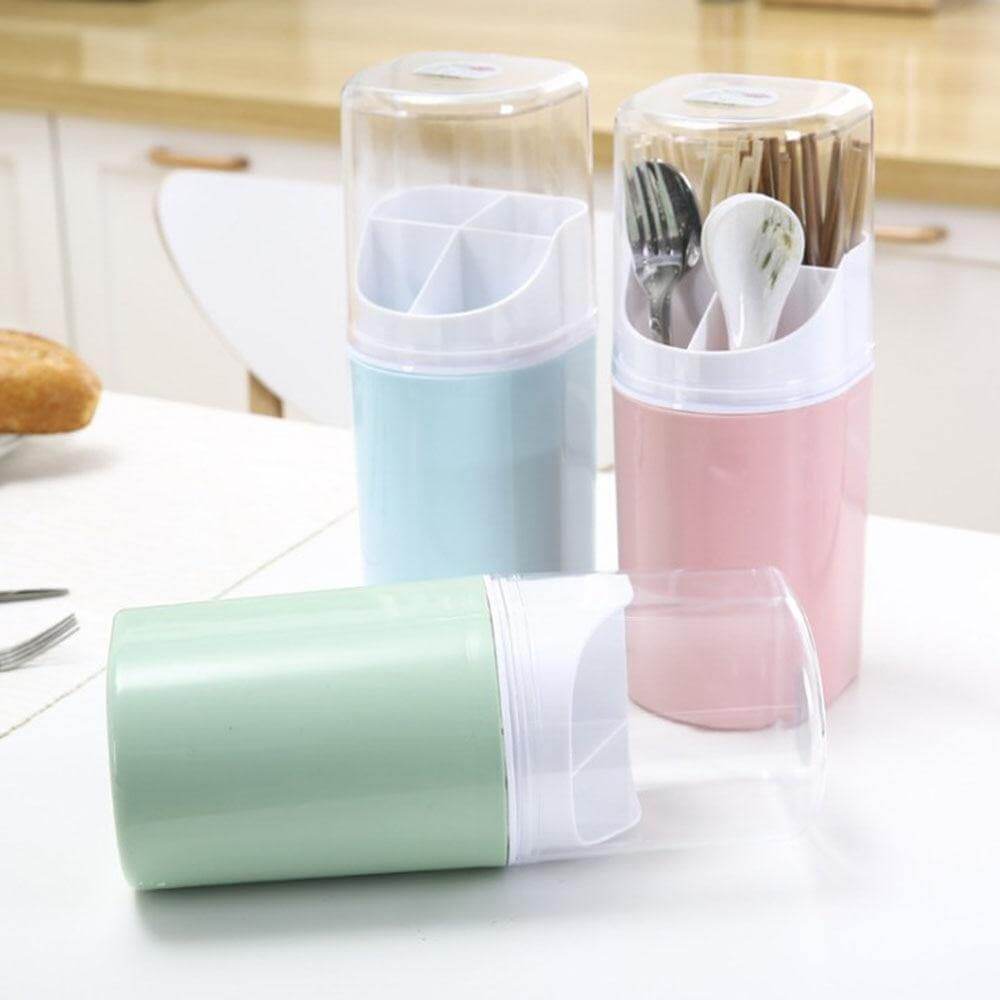 Wall Mounted Hanging Cutlery Drain Box with Lid - MaviGadget