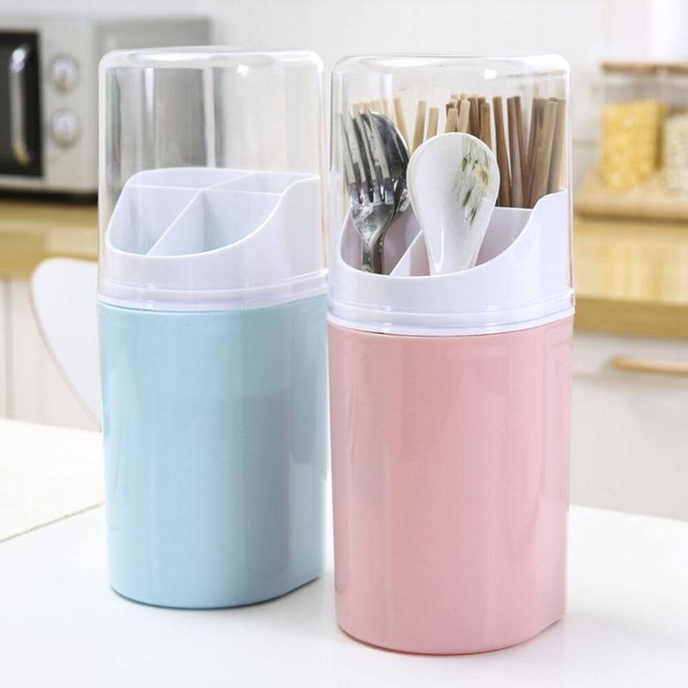 Wall Mounted Hanging Cutlery Drain Box with Lid - MaviGadget