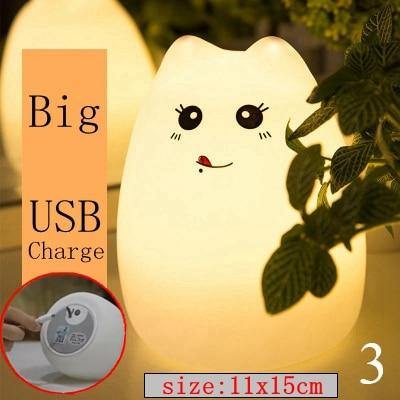 Colorful LED Silicone Touch Sensor Cat Night Lamp - MaviGadget