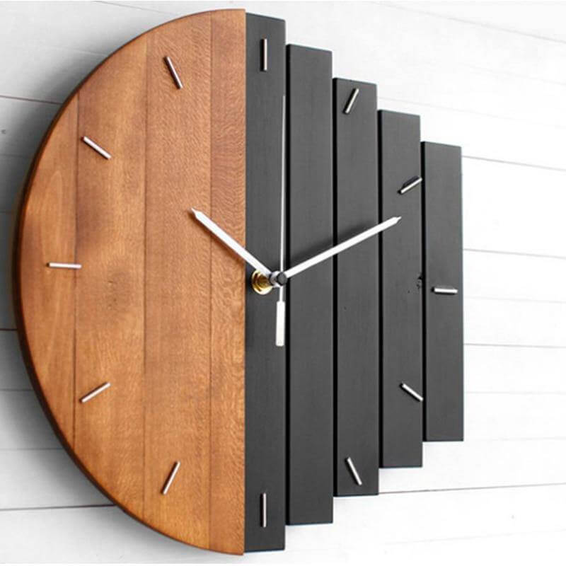 Retro Divided Wooden Wall Clock - MaviGadget