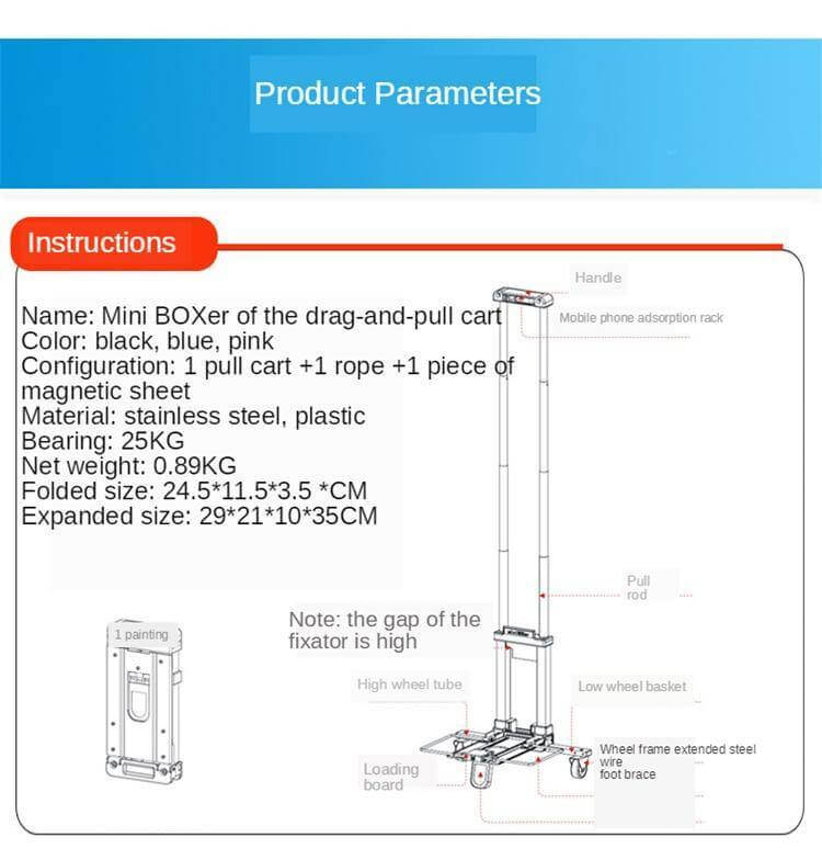 Portable Foldable Push Hand Cart - MaviGadget