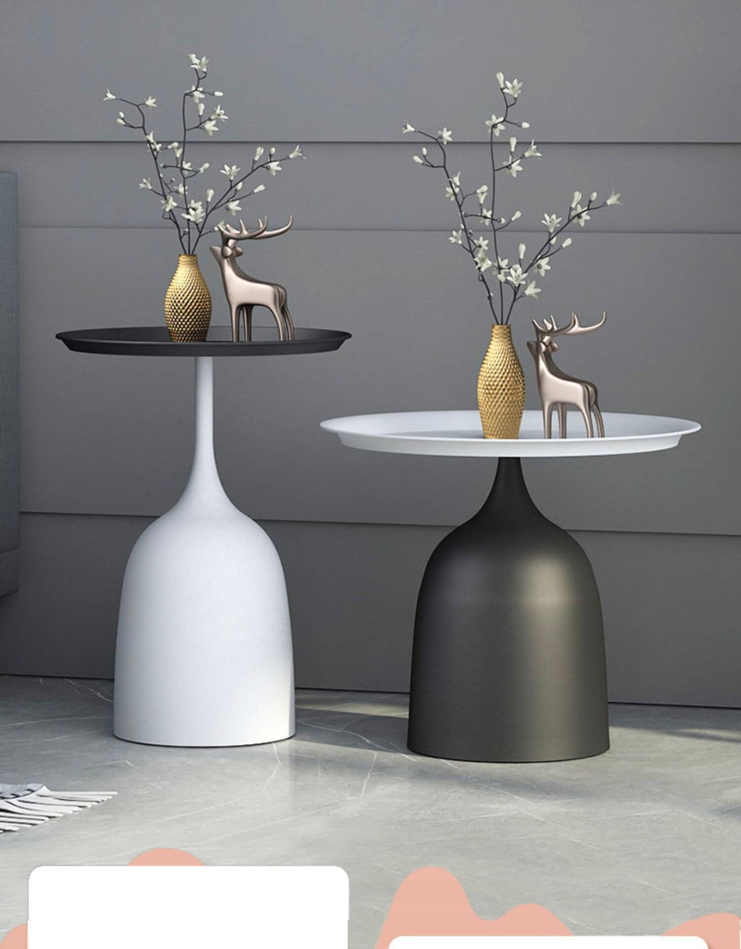 luxury Nordic Iron Metal Bracket Light Side Table - MaviGadget