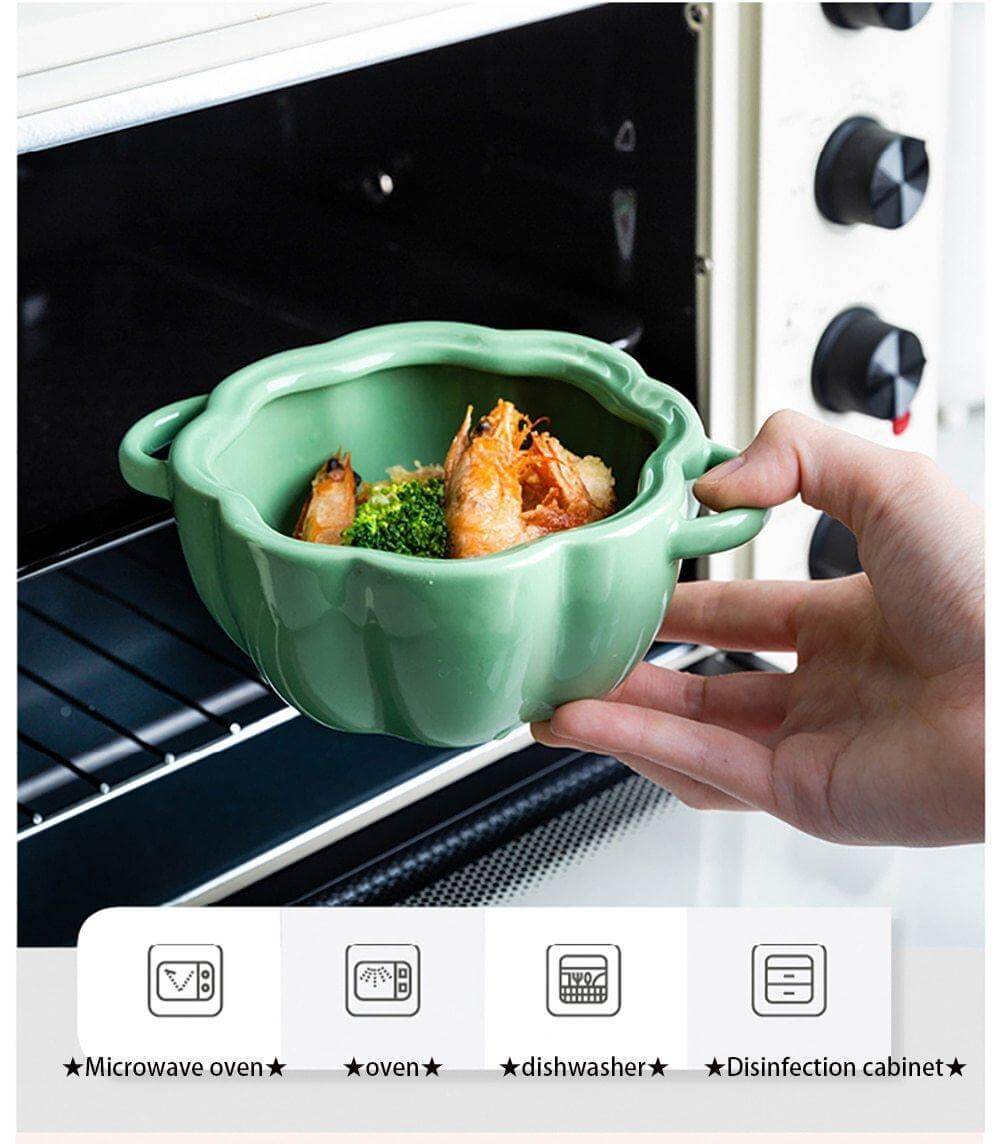 Pumpkin Shape Baking Bowl With Glazed Lid - MaviGadget