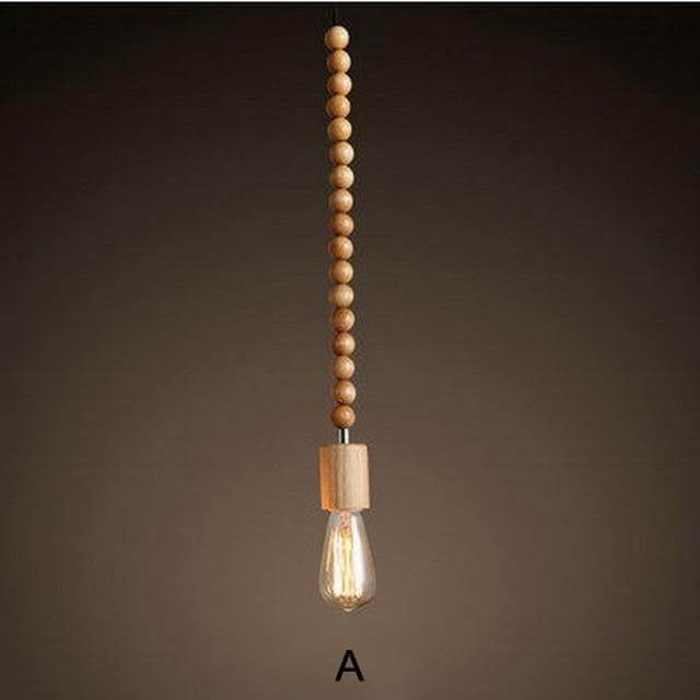 Retro Style Nature Oak Wooden Pendant Lamp - MaviGadget