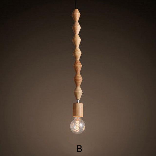 Retro Style Nature Oak Wooden Pendant Lamp - MaviGadget
