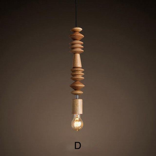 Retro Style Nature Oak Wooden Pendant Lamp - MaviGadget