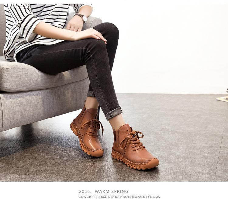 Casual Low Round Toe Leather Winter Shoes - MaviGadget