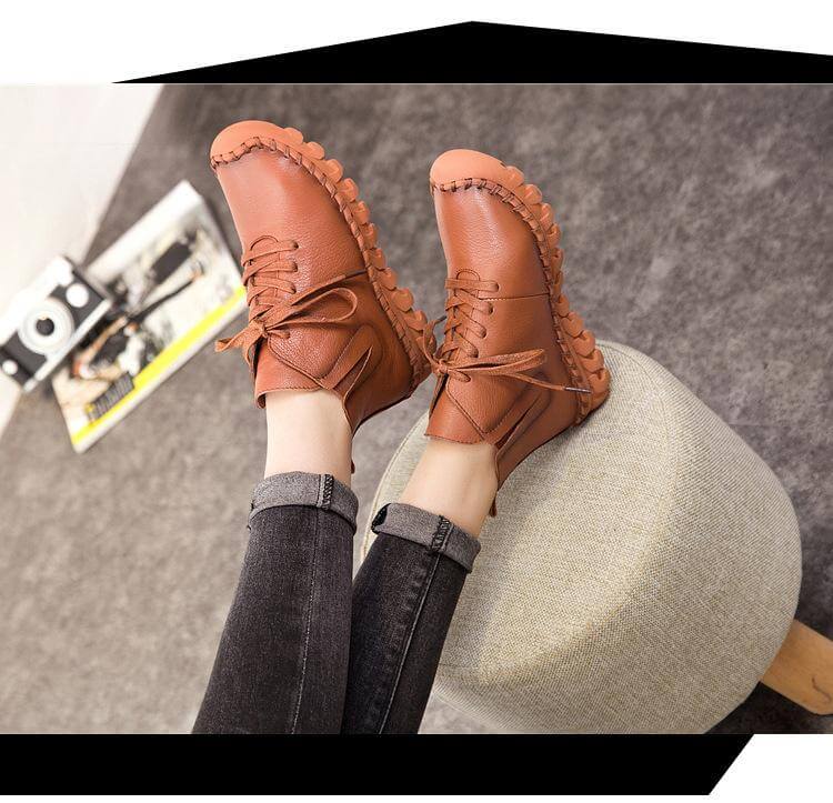 Casual Low Round Toe Leather Winter Shoes - MaviGadget