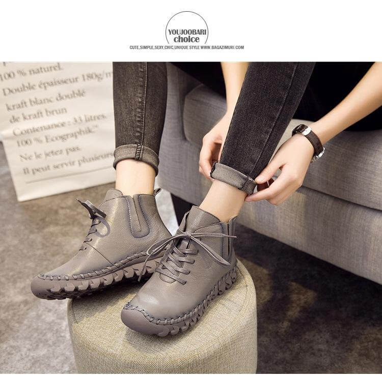 Casual Low Round Toe Leather Winter Shoes - MaviGadget