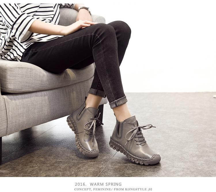 Casual Low Round Toe Leather Winter Shoes - MaviGadget