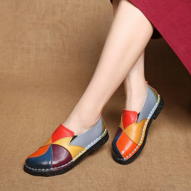 Mixed Colors Women Leather Casual Shoes - MaviGadget