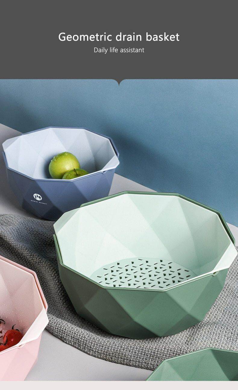 Elegant Double Layer Drain Basket With Strainer Bowl - MaviGadget