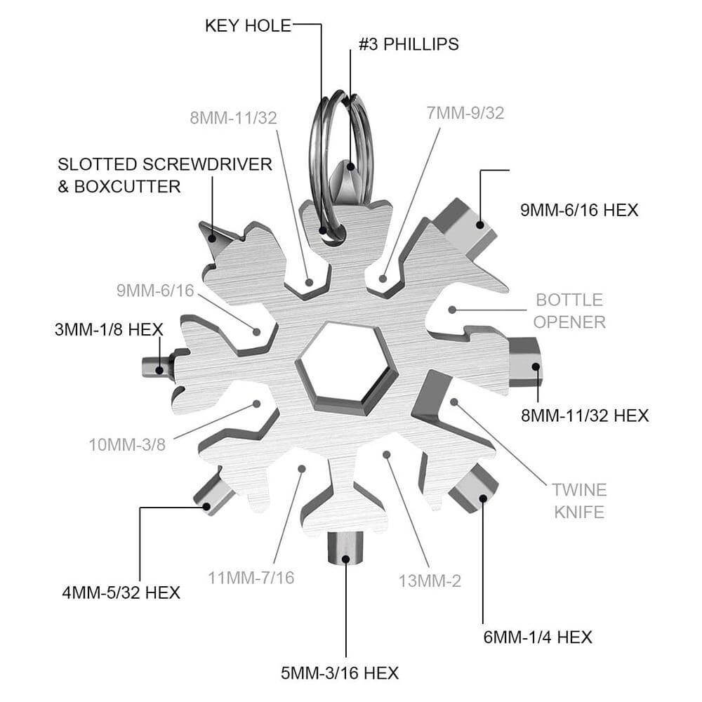 18 in 1 Snowflake Multipurpose Camp Survive Hand Tool - MaviGadget