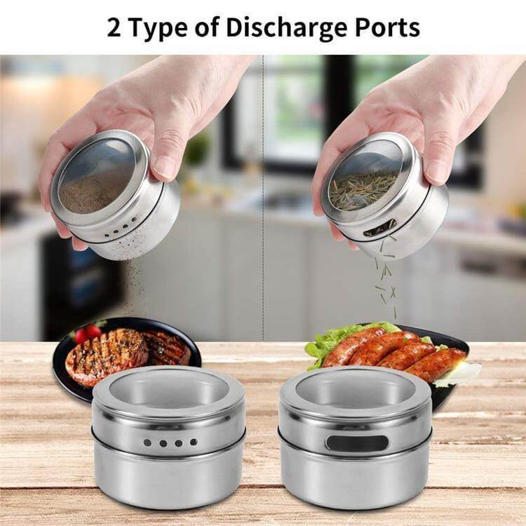 Magnetic Stainless Steel Seasoning Spice Jar Set - MaviGadget