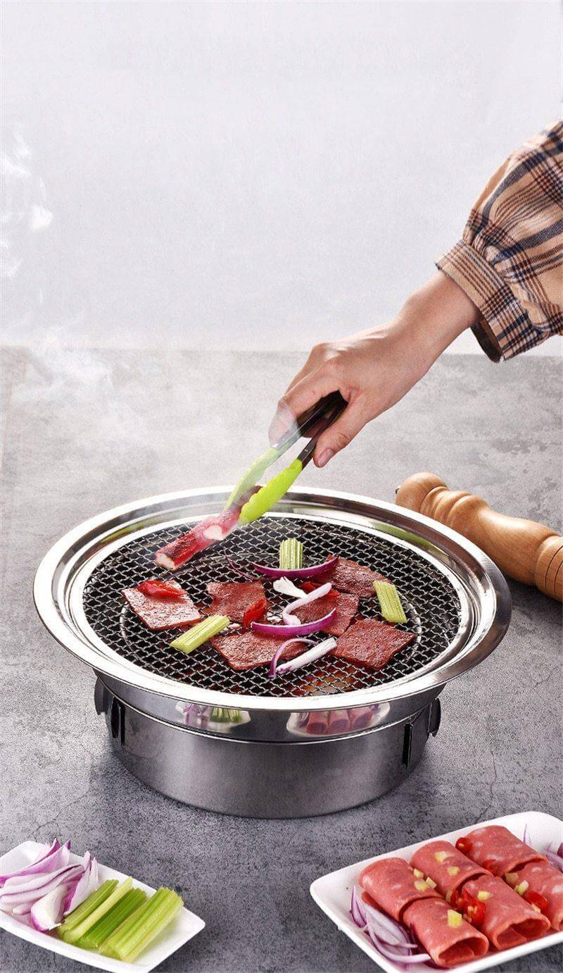 Portable Korean Style Stainless Steel Charcoal Camping Grill - MaviGadget
