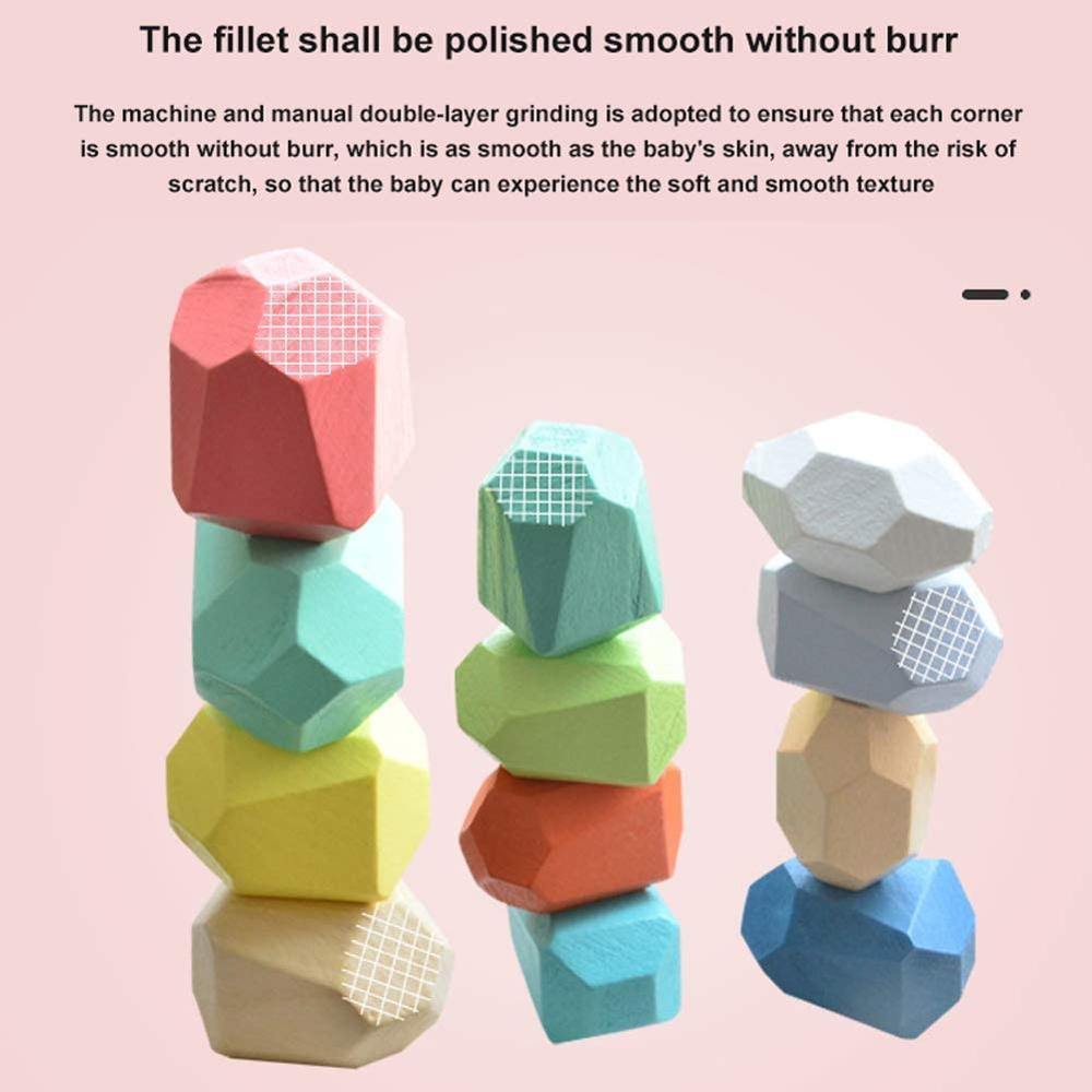 Colorful Wooden Stone Kids Intelligent Stacking Game - MaviGadget