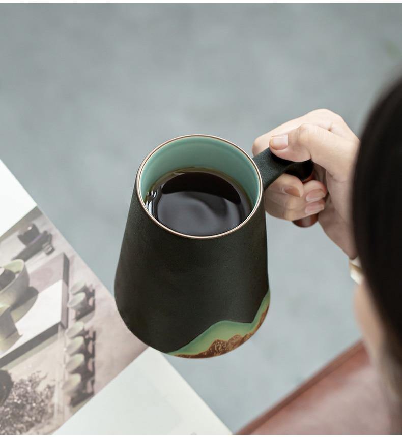 Mountain Art Ceramic Tea Mugs With Filter - MaviGadget