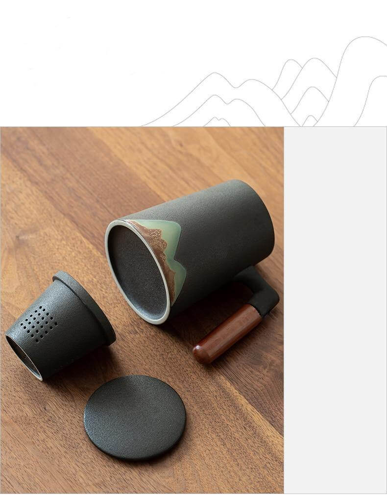Mountain Art Ceramic Tea Mugs With Filter - MaviGadget