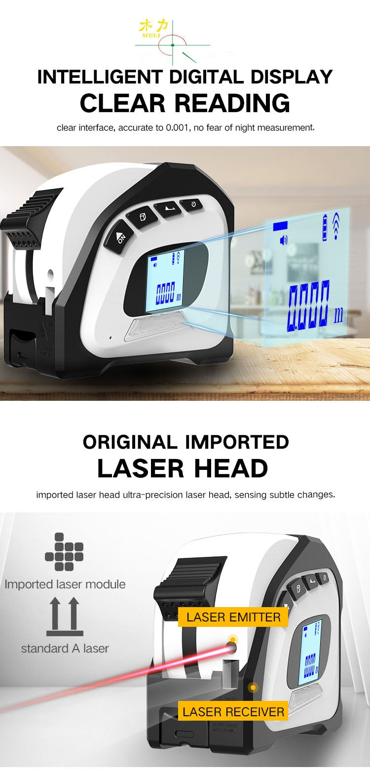 Digital Laser Rangefinder Measure Tape