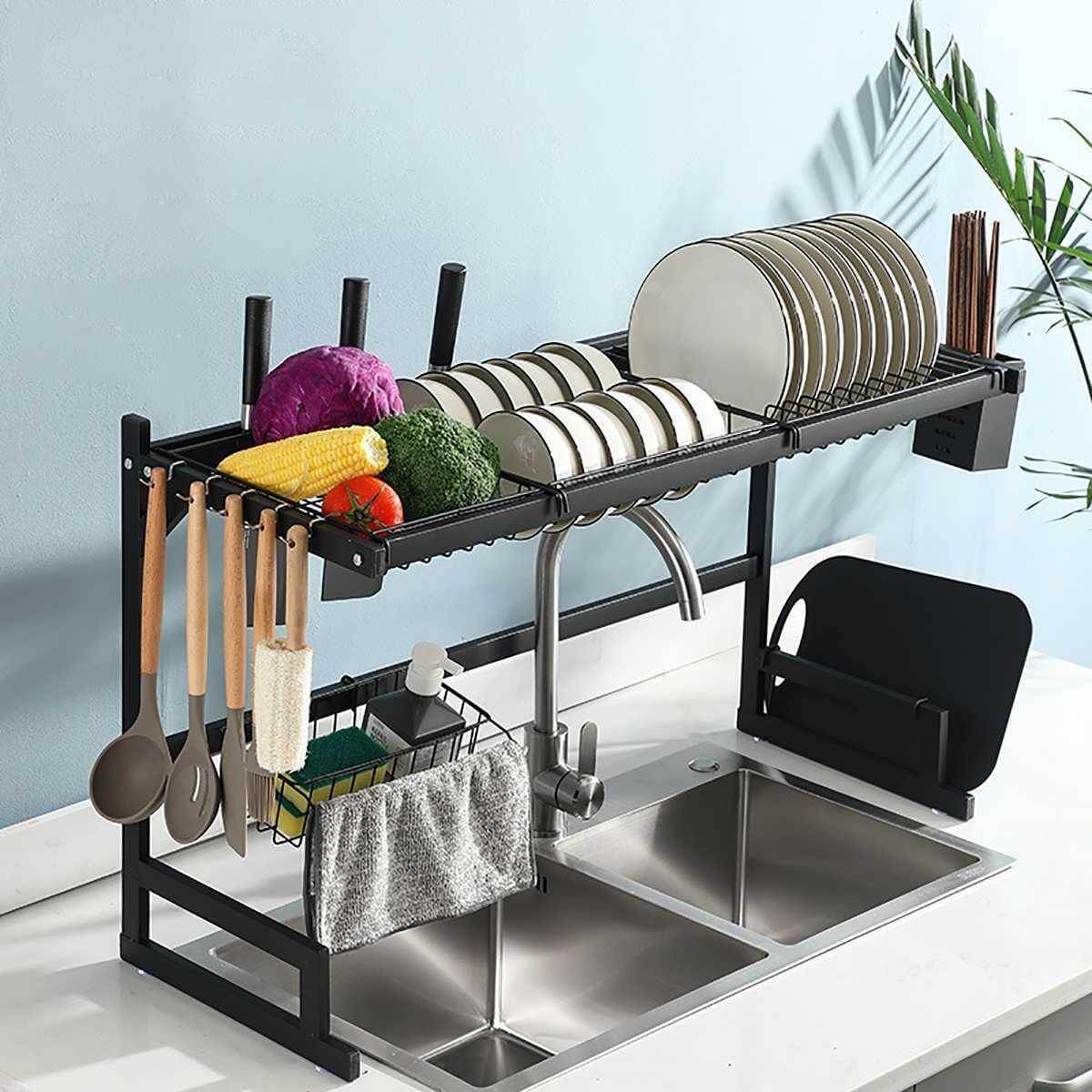 Stainless Steel Over-Sink Dish Rack Organizer - MaviGadget