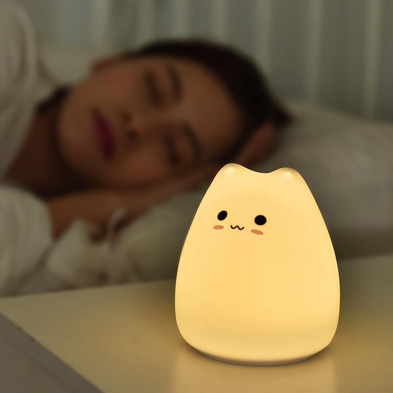 Colorful LED Silicone Touch Sensor Cat Night Lamp - MaviGadget