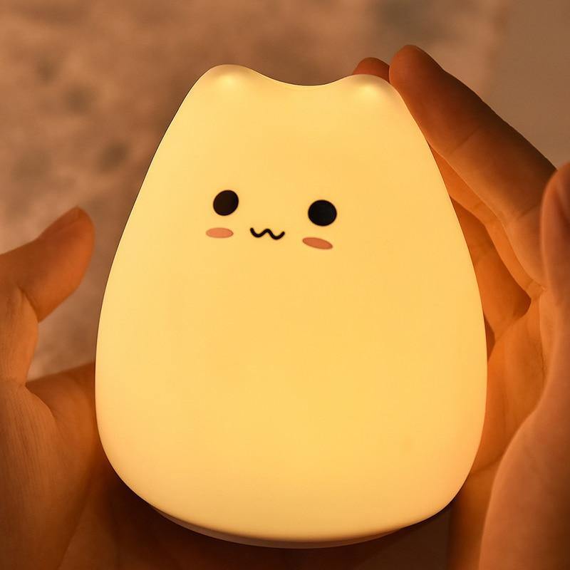 Colorful LED Silicone Touch Sensor Cat Night Lamp - MaviGadget