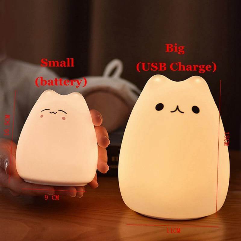 Colorful LED Silicone Touch Sensor Cat Night Lamp - MaviGadget