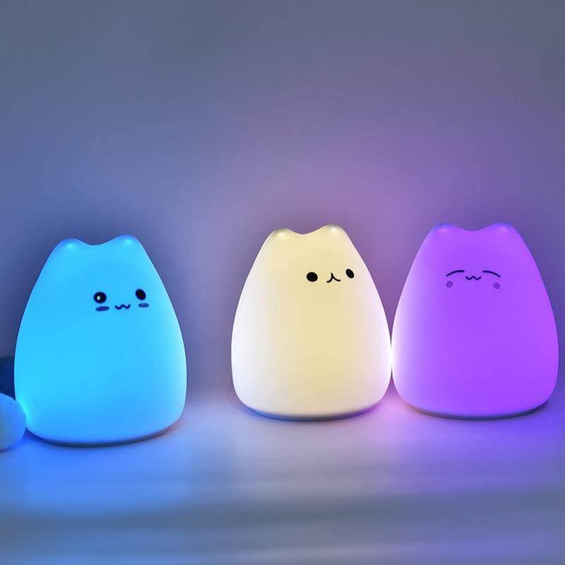 Colorful LED Silicone Touch Sensor Cat Night Lamp - MaviGadget