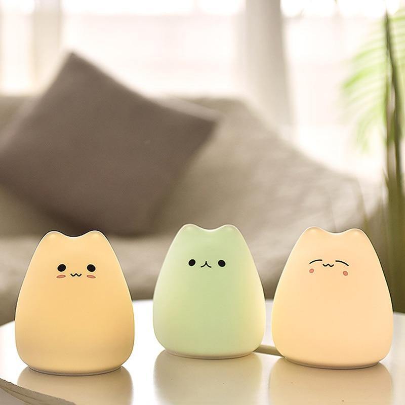 Colorful LED Silicone Touch Sensor Cat Night Lamp - MaviGadget
