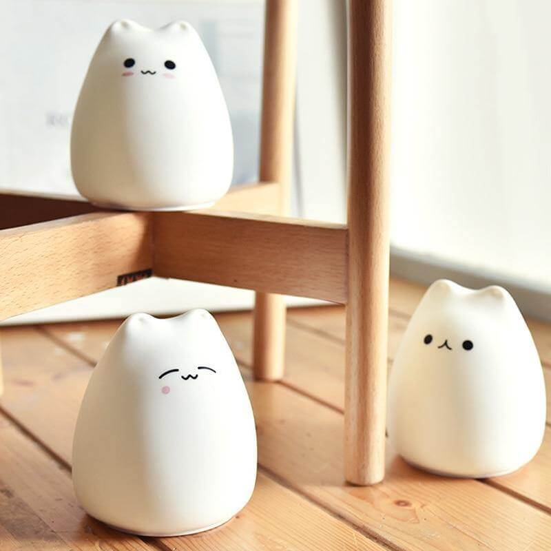 Colorful LED Silicone Touch Sensor Cat Night Lamp - MaviGadget