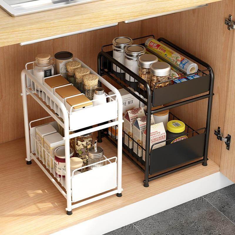 2-Tier Organizer with Sliding Kitchen Storage Drawers - MaviGadget