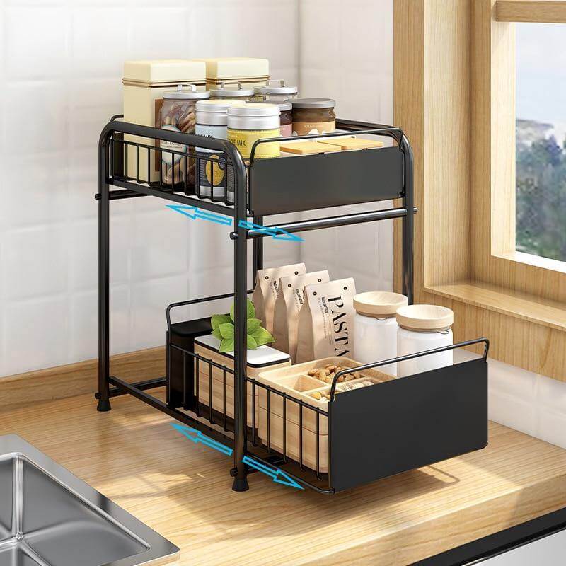 2-Tier Organizer with Sliding Kitchen Storage Drawers - MaviGadget