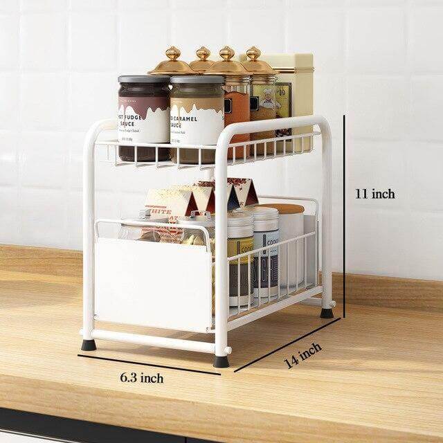 2-Tier Organizer with Sliding Kitchen Storage Drawers - MaviGadget