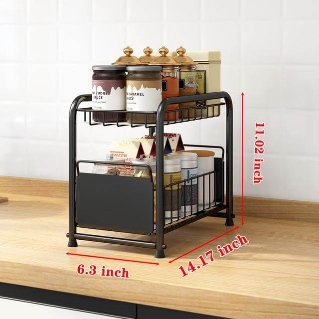 2-Tier Organizer with Sliding Kitchen Storage Drawers - MaviGadget