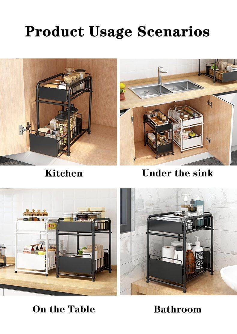 2-Tier Organizer with Sliding Kitchen Storage Drawers - MaviGadget