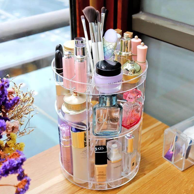 360 Degree Rotation Cosmetic MakeUp Cologne Organizer Box - MaviGadget