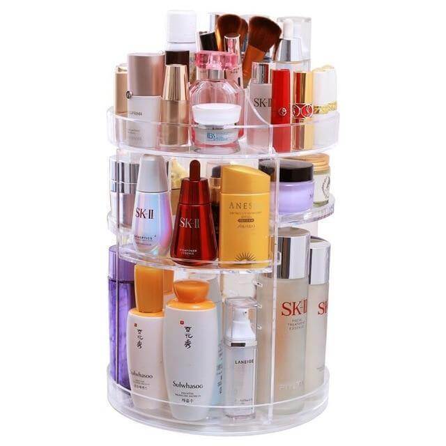 360 Degree Rotation Cosmetic MakeUp Cologne Organizer Box - MaviGadget