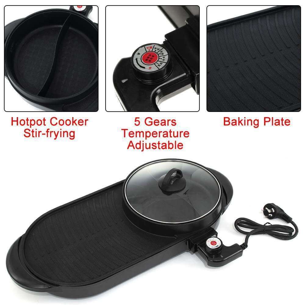 2 In 1 Hot Pot & Barbecue Non-Stick Electric Grill - MaviGadget