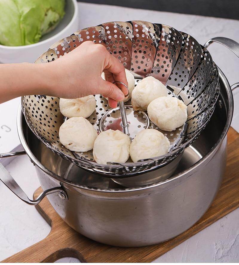 Vegetable Folding Stainless Steel Steaming Rack - MaviGadget