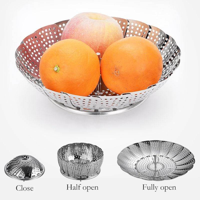 Vegetable Folding Stainless Steel Steaming Rack - MaviGadget