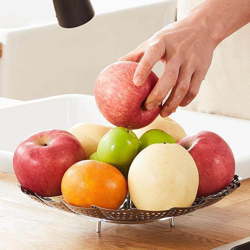 Vegetable Folding Stainless Steel Steaming Rack - MaviGadget