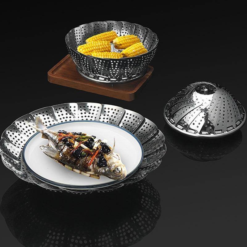 Vegetable Folding Stainless Steel Steaming Rack - MaviGadget