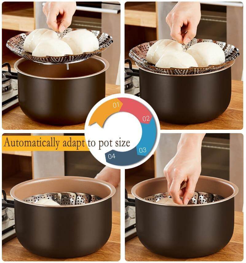 Vegetable Folding Stainless Steel Steaming Rack - MaviGadget