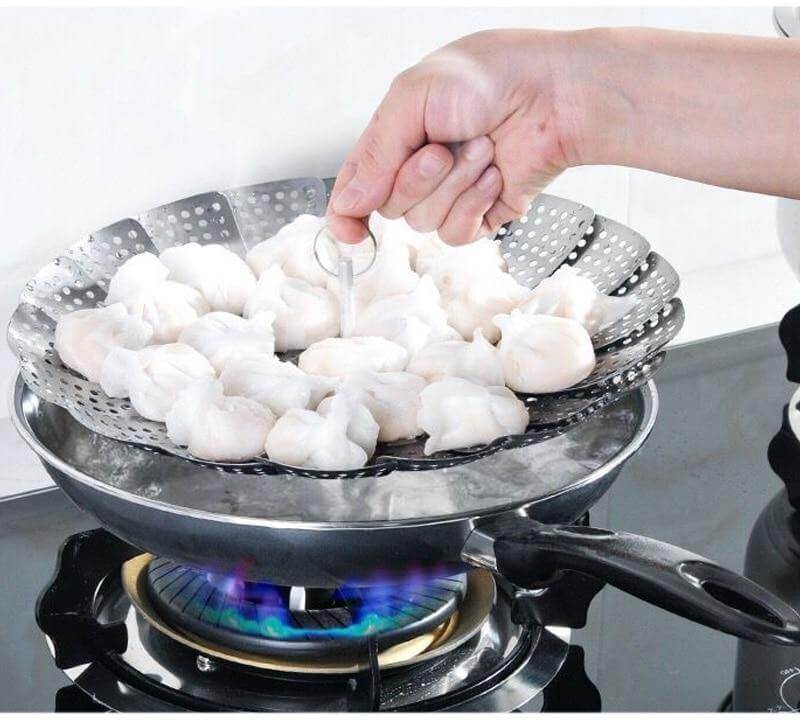 Vegetable Folding Stainless Steel Steaming Rack - MaviGadget