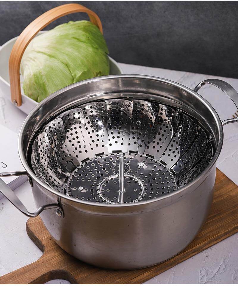 Vegetable Folding Stainless Steel Steaming Rack - MaviGadget