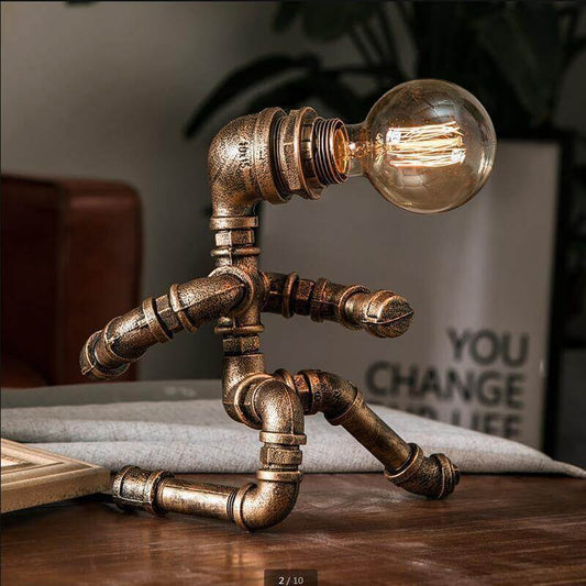 Robot Human Figures Iron Pipe Table Lamps - MaviGadget