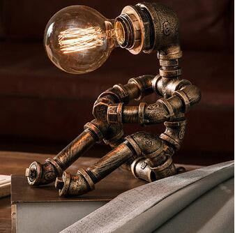 Robot Human Figures Iron Pipe Table Lamps - MaviGadget