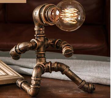 Robot Human Figures Iron Pipe Table Lamps - MaviGadget