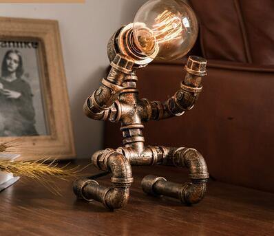 Robot Human Figures Iron Pipe Table Lamps - MaviGadget